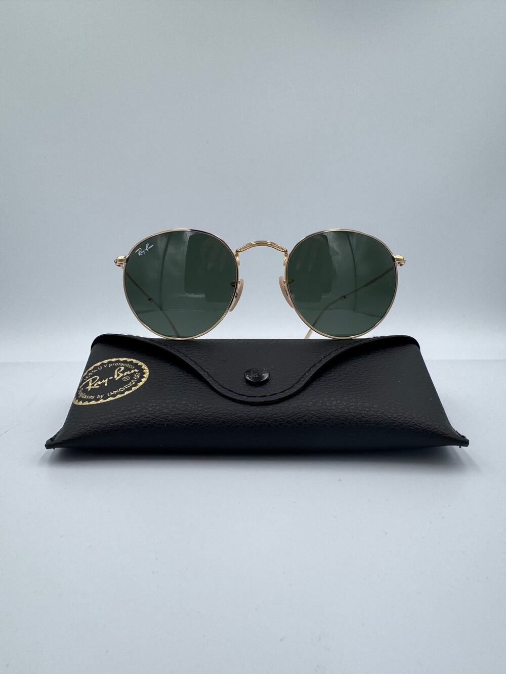 Ray-Ban RB3447 Round Metal Gold Frame Green G-15 Lens 50mm New